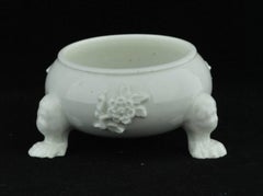 Cauldron Salt Cellar, in the White, Bow Porcelain Factory, circa 1752