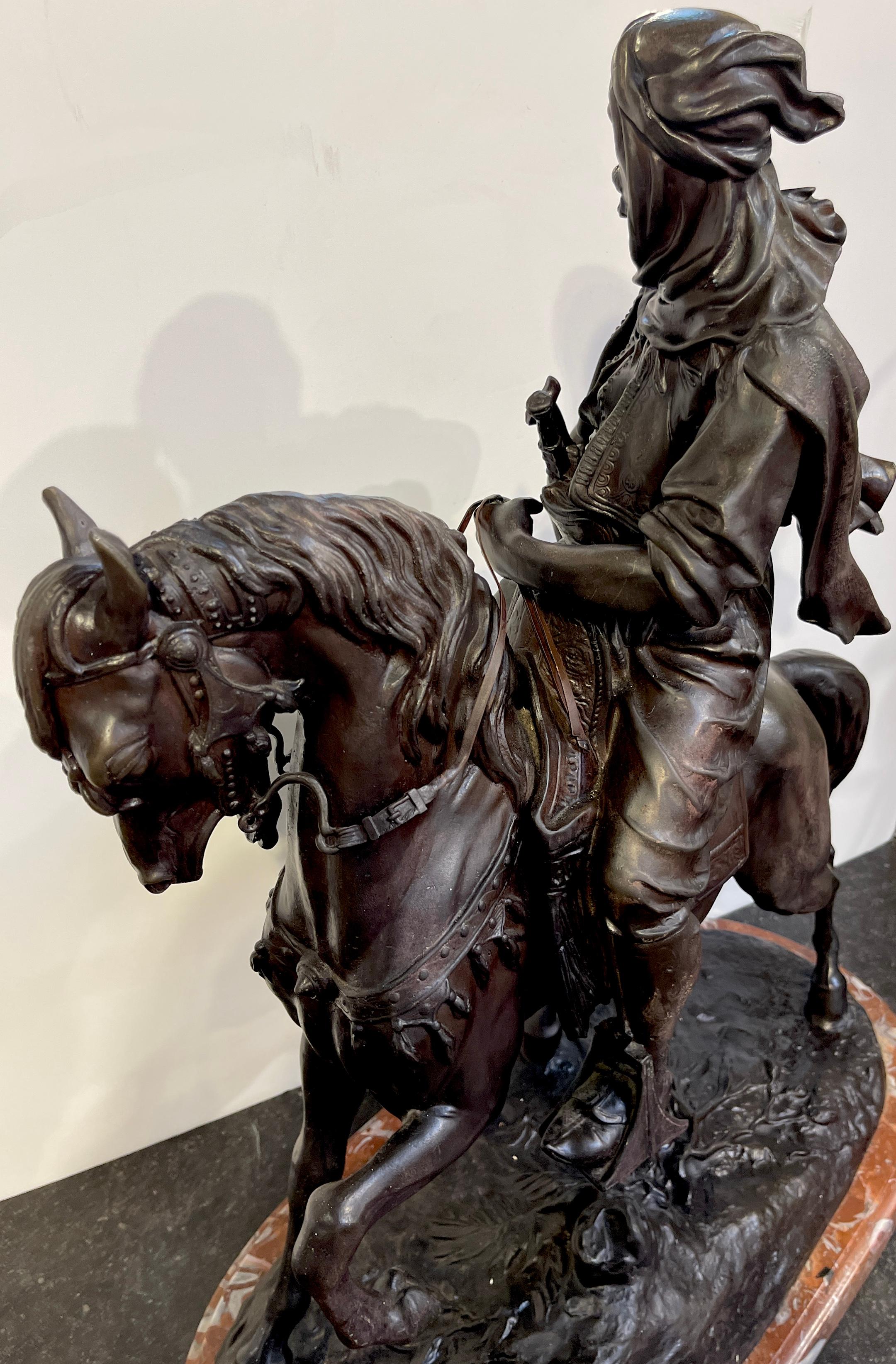 Cavalier Arabe  (Arab Huntsman on Horseback) d'après Alfred Barye  en vente 9