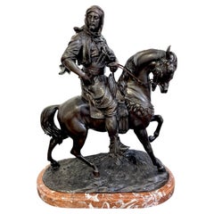 Antique 'Cavalier Arabe'  (Arab Huntsman on Horseback) After Alfred Barye 