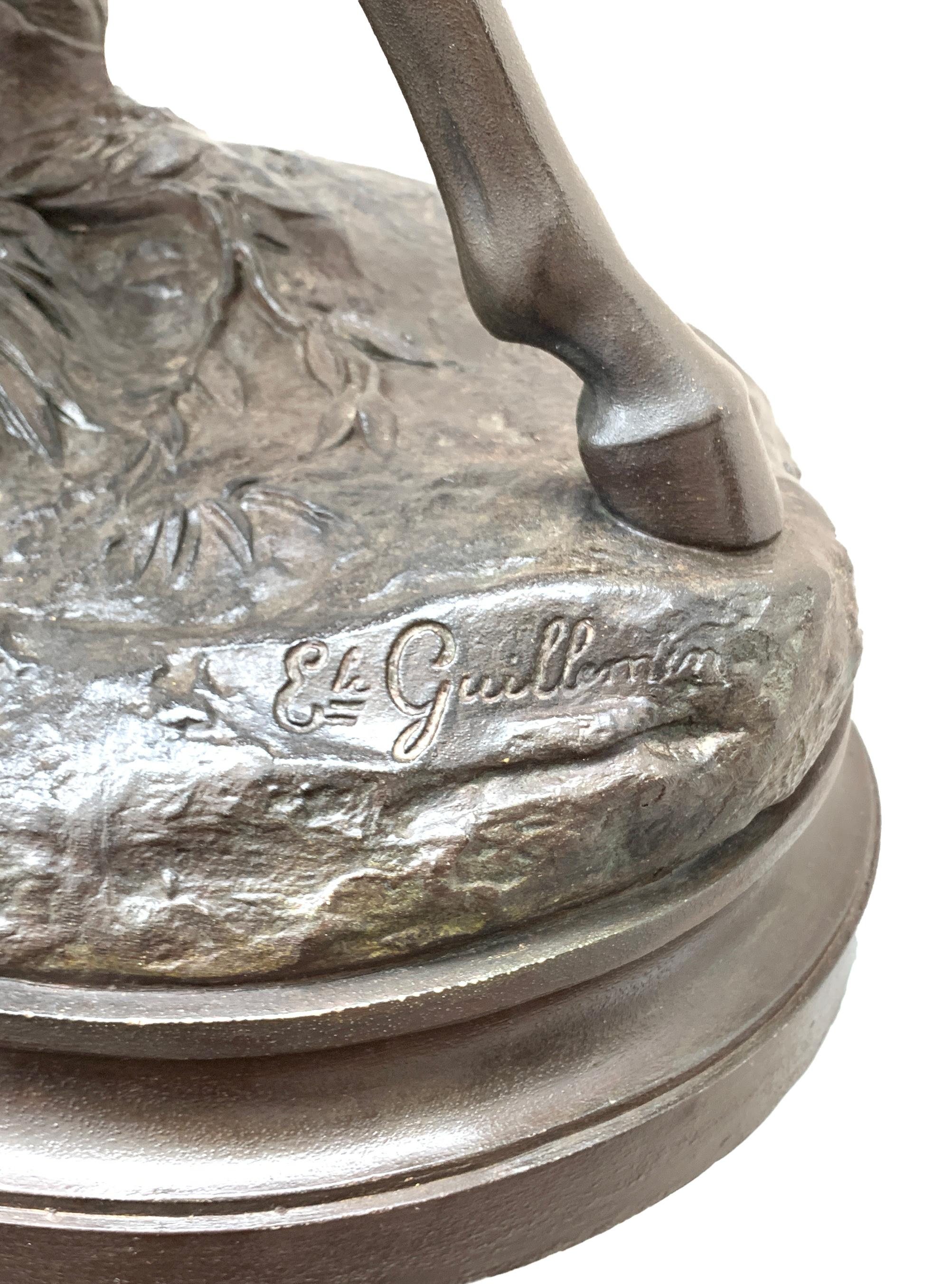 Zinc brut Statue de cavalier arabe en bronze, d'Emile Guillemin et d'Alfred Barye