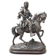 Cavalier Arabe Bronze Spelter Statue, by Emile Guillemin and Alfred Barye