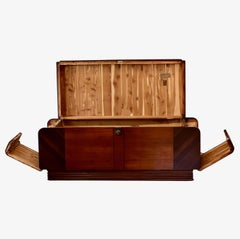Cavalier Art Deco Waterfall Cedar Chest with Side Doors, Restored