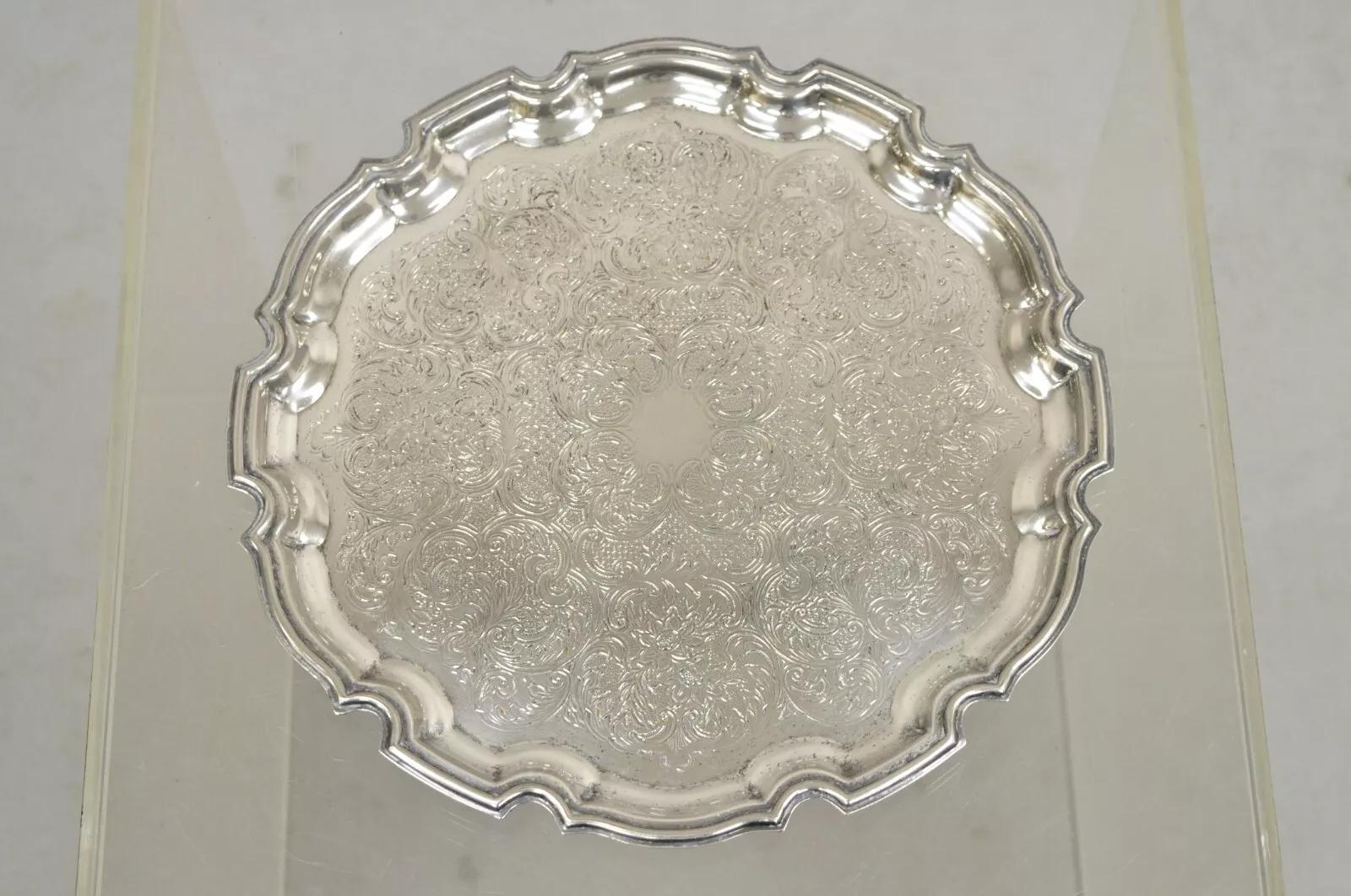 Cavalier England Victorian Silver Plated Scalloped Serving Platter Tray For Sale 3
