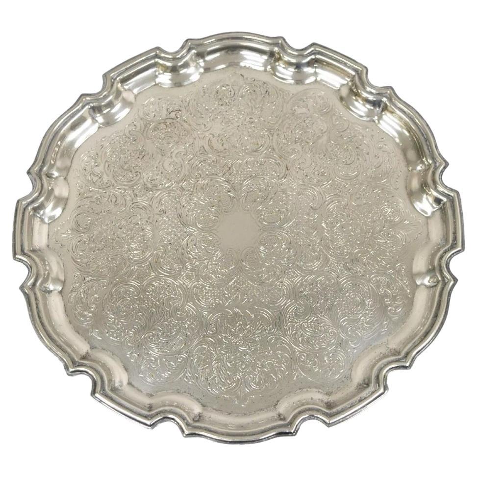 Cavalier England Victorian Silver Plated Scalloped Serving Platter Tray For Sale