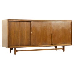 Cavalier Furniture Midcentury Brass and Walnut Lowboy Dresser