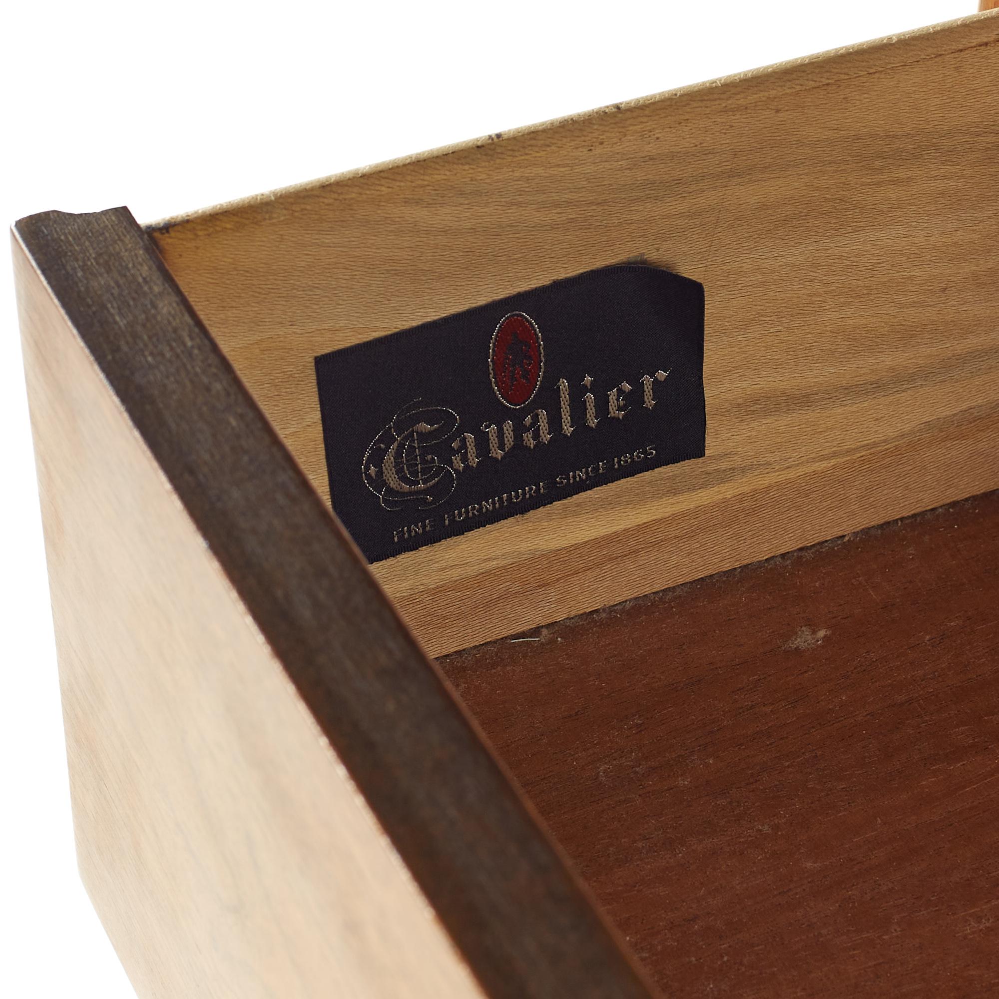 Cavalier Furniture Mid Century Walnut and Brass Highboy Dresser For Sale 2
