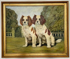 Cavalier King Charles Spaniel Dogs Painting in the Style of Otto Eerelman