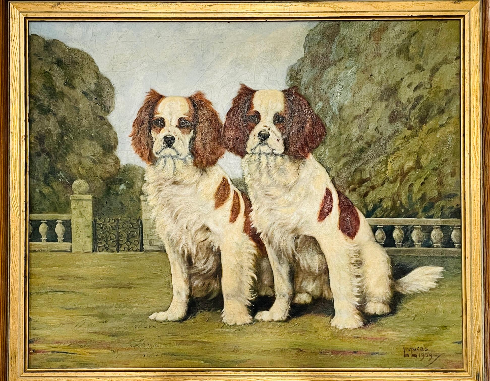 Modern Cavalier King Charles Spaniel Dogs Painting in the Style of Otto Eerelman