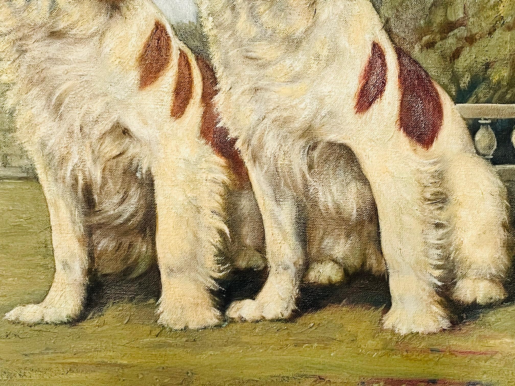 20th Century Cavalier King Charles Spaniel Dogs Painting in the Style of Otto Eerelman