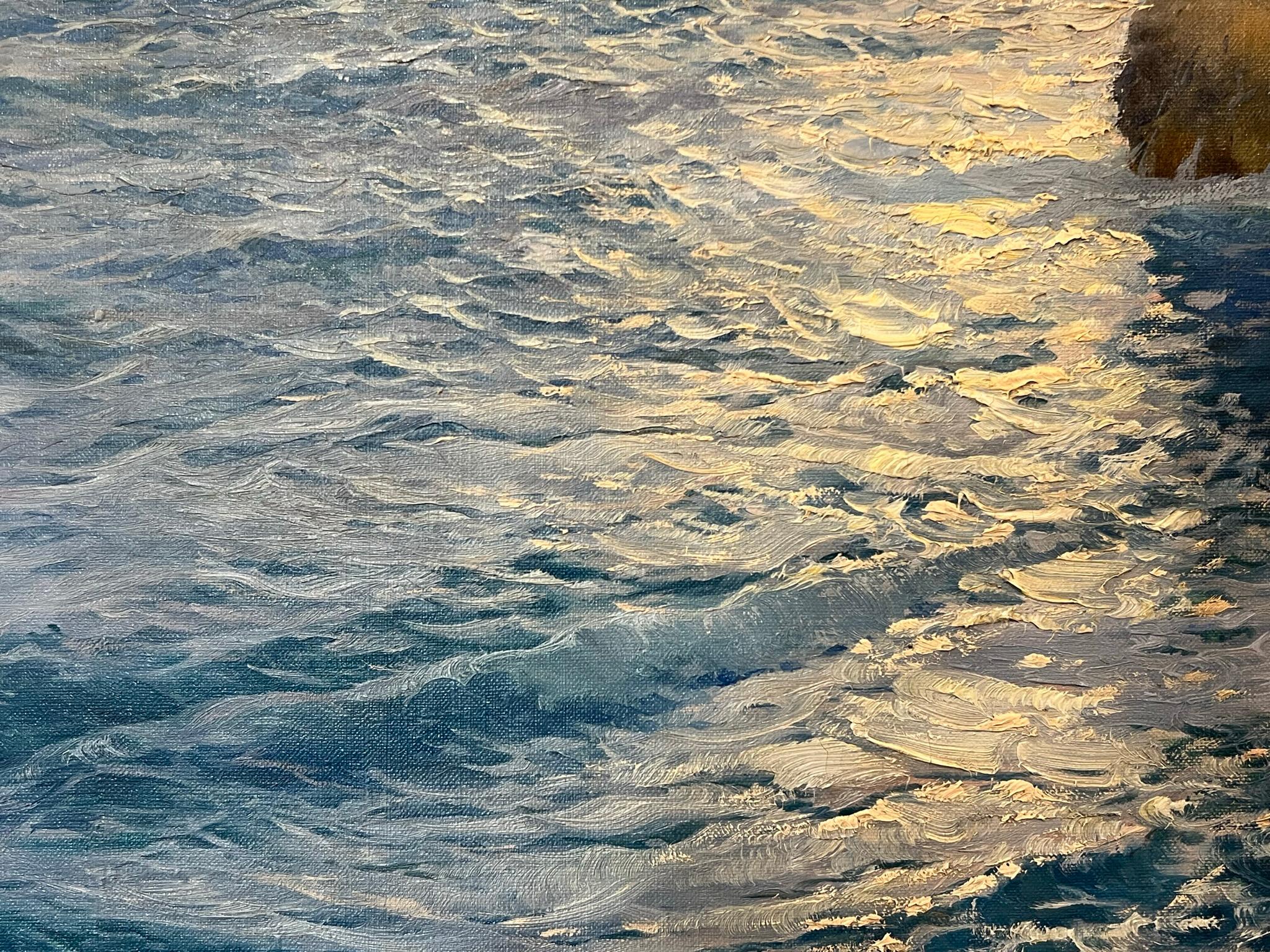 MONUMENTAL Impressionistische Meereslandschaft des CAPRI, IT (Impressionismus), Painting, von Cavalier Michele Federico