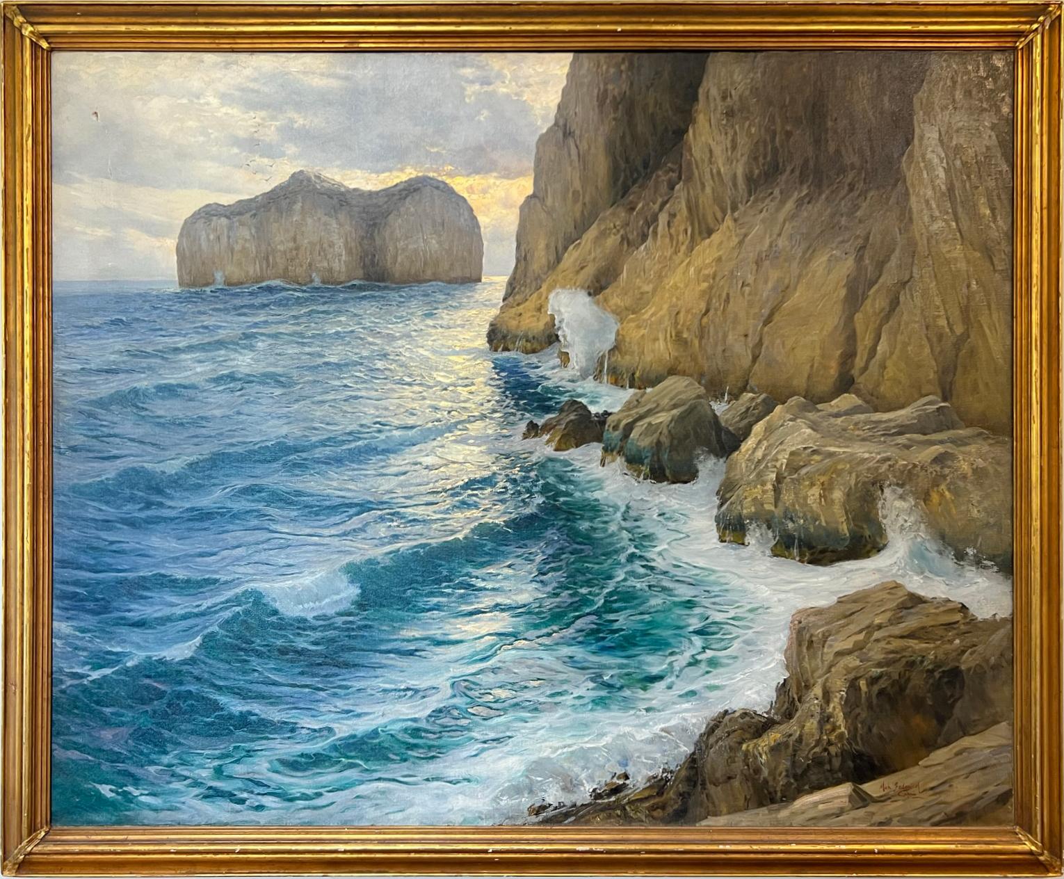 Cavalier Michele Federico Landscape Painting - MONUMENTAL Impressionist Seascape of CAPRI, IT