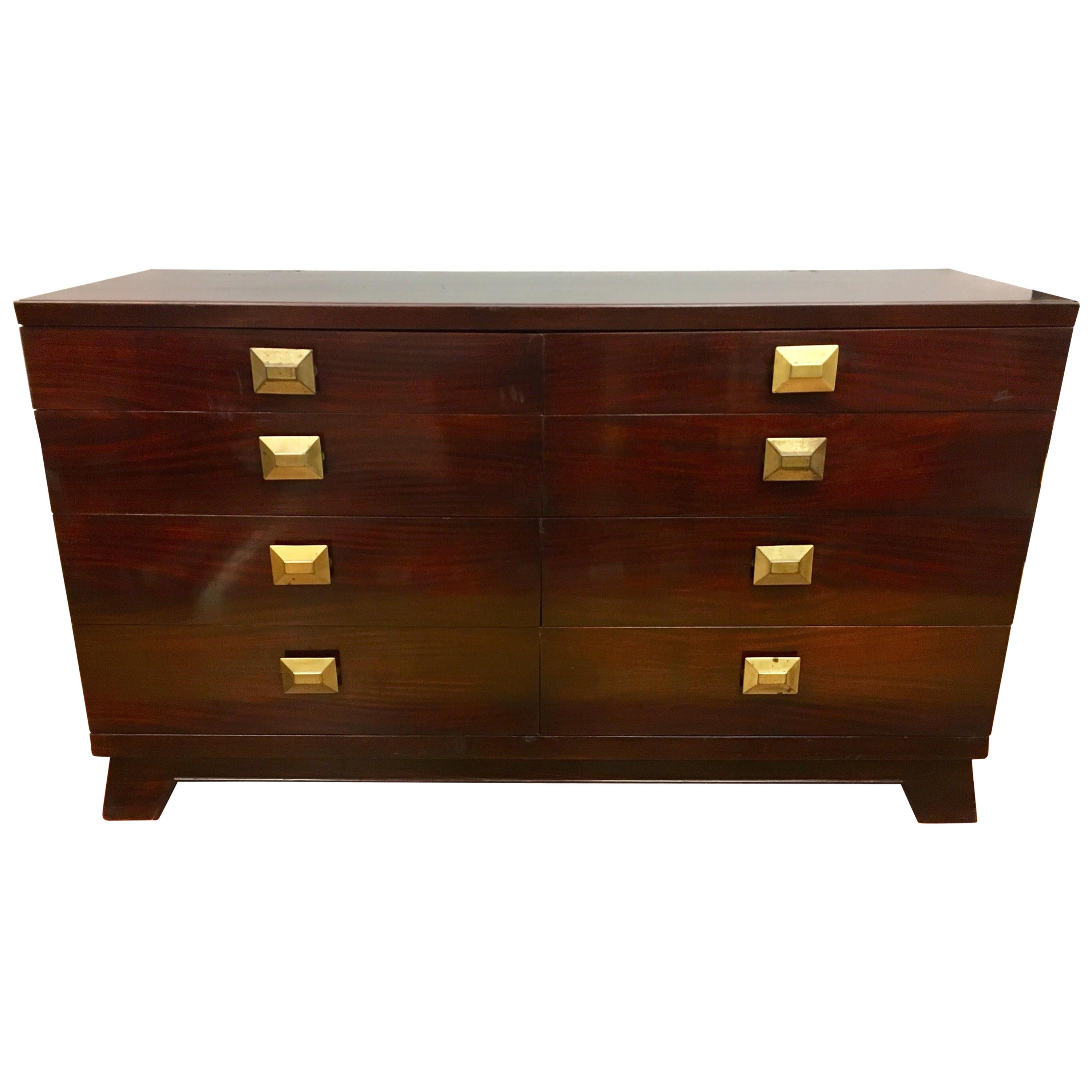 Cavalier Mid-Century Modern Mahogany Eight-Drawer Dresser Chest