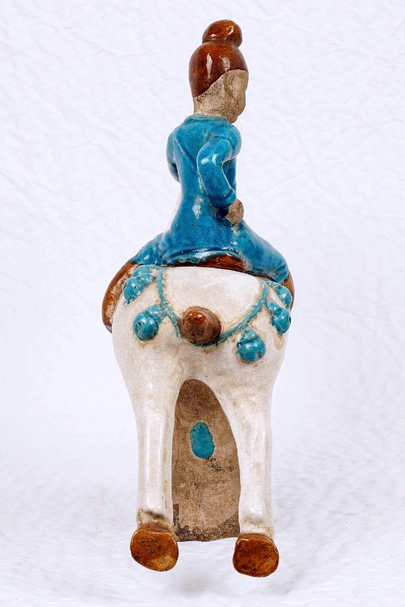 Cavalier Terracotta Turquoise Glaze - Chinese Enamels - Period: 19th Century For Sale 1