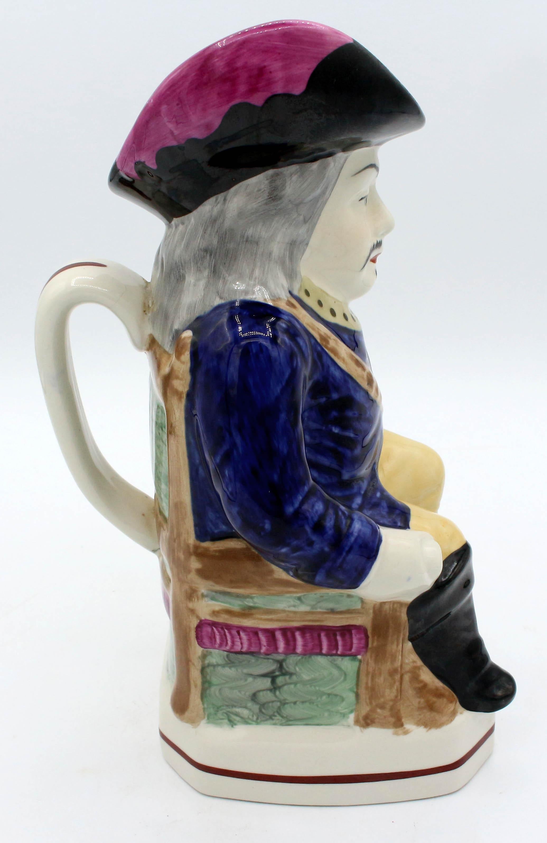 English Cavalier Toby Jug by William Kent, circa 1900, Staffordshire, England For Sale