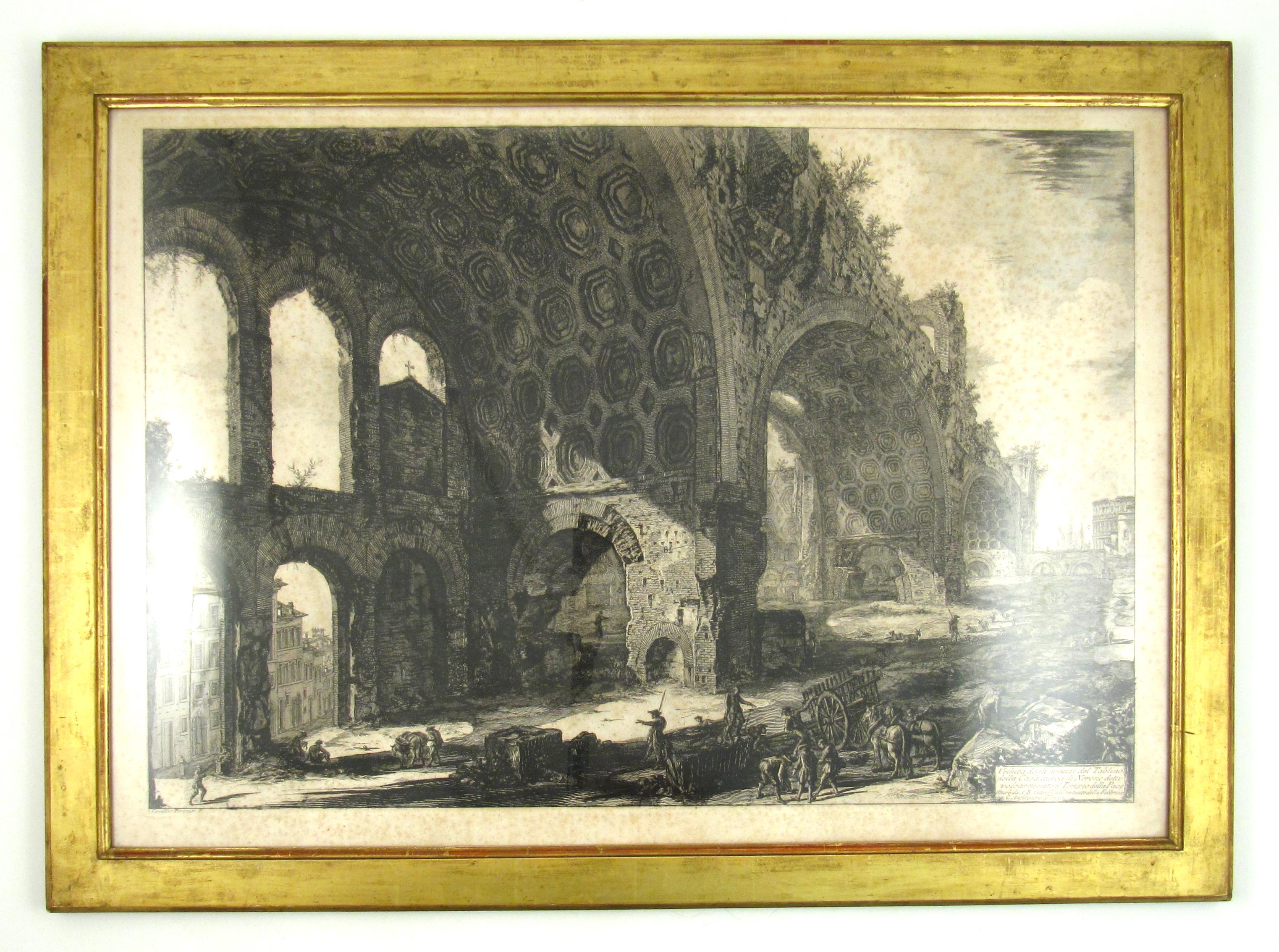 Giovanni Battista Piranesi Landscape Print - View of the Ruins of the Neronian dining room in Rome - 18th Century Etching