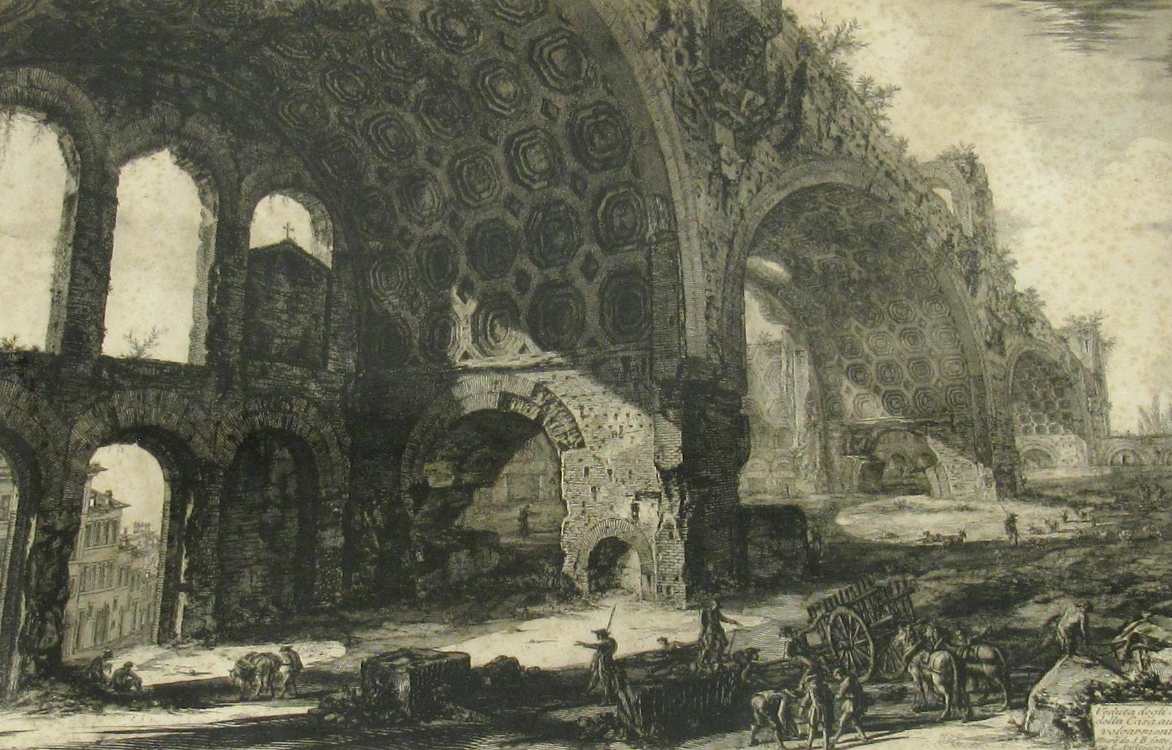 View of the Ruins of the Neronian dining room in Rome - Gravure du 18ème siècle - Naturalisme Print par Giovanni Battista Piranesi