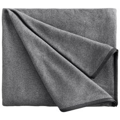 21st Century "Cavalieri" Pure Cashmere Grey Blanket with Leather Edging