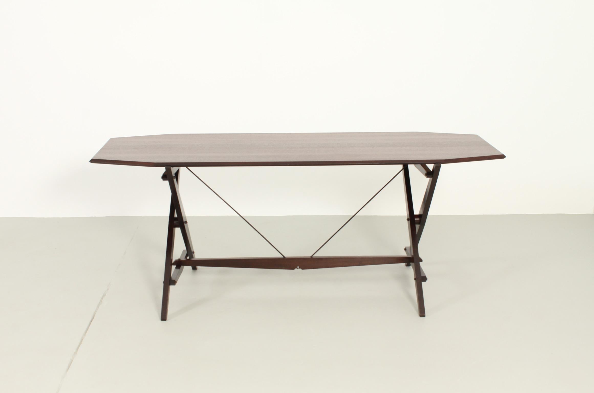 Mid-Century Modern Table de salle à manger ou de travail Cavalletto de Franco Albini pour Poggi en vente