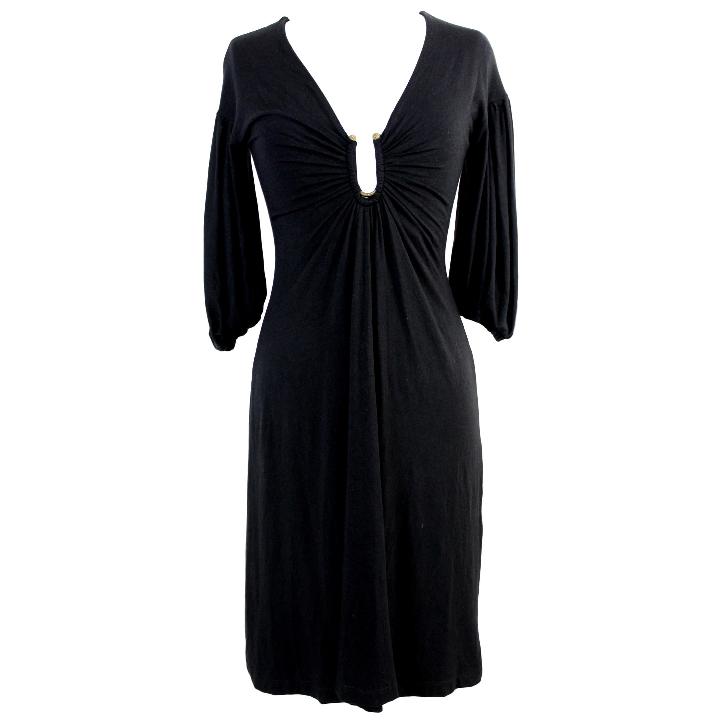 Cavalli Black Printed Sheath Dress