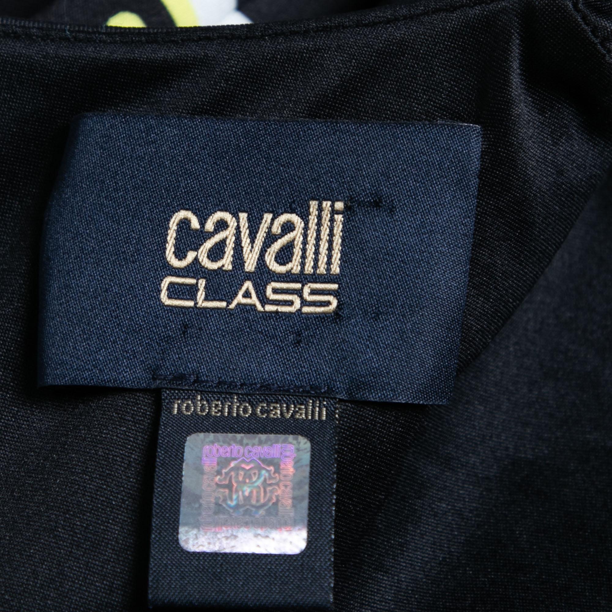 Women's Cavalli Class Black Floral Printed Synthetic Sleeveless Dress M