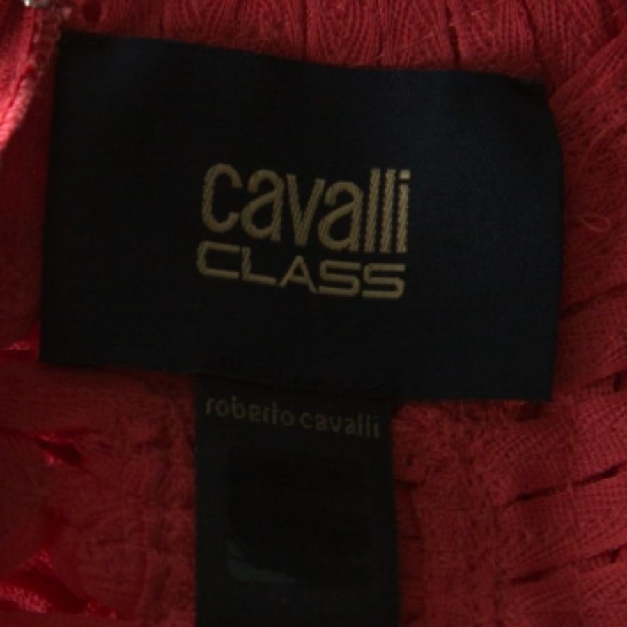 Cavalli Class Coral Rojo Top sin mangas de encaje bordado M en venta 1