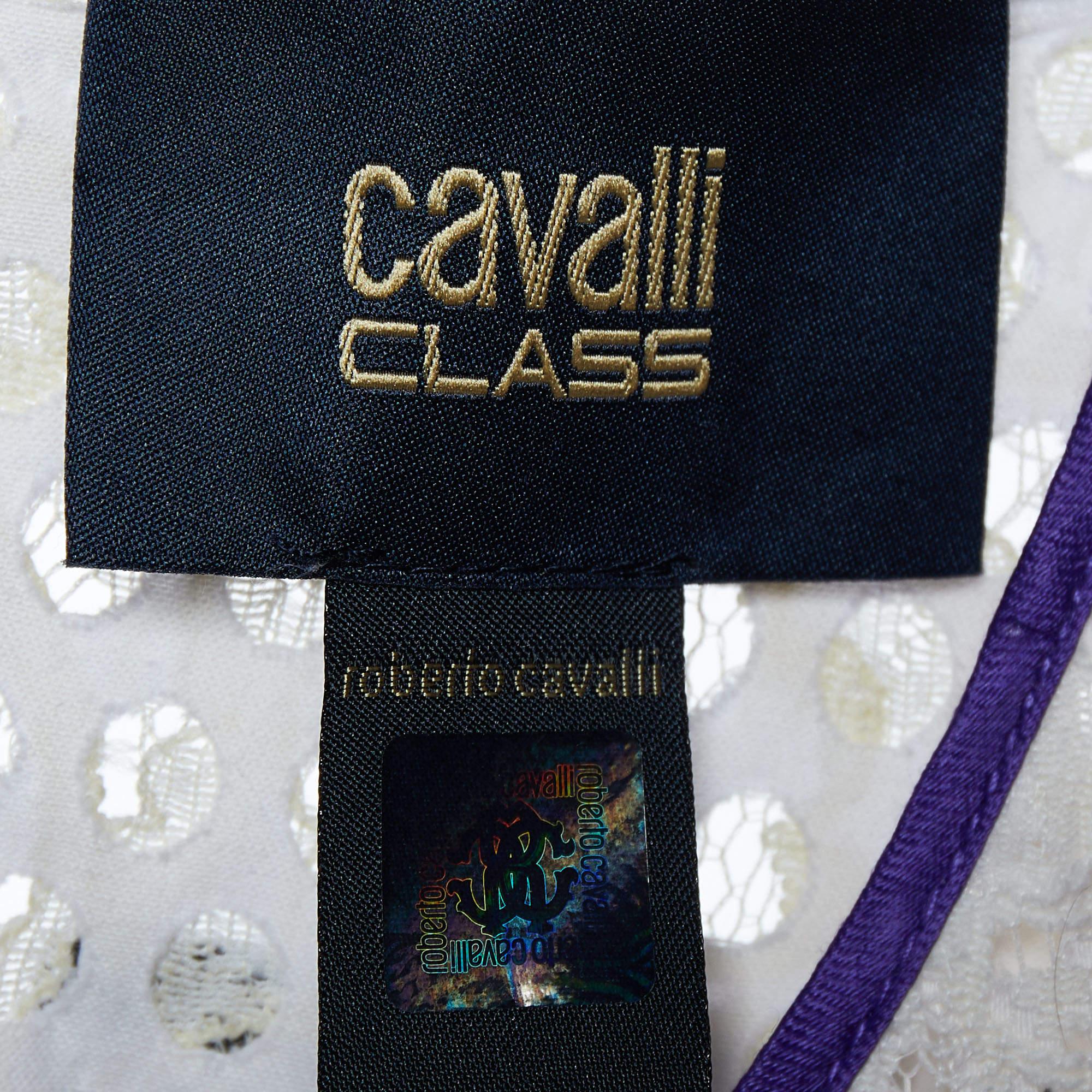 Women's Cavalli Class Purple Seersucker Cotton & Lace Sleeveless Dress M For Sale