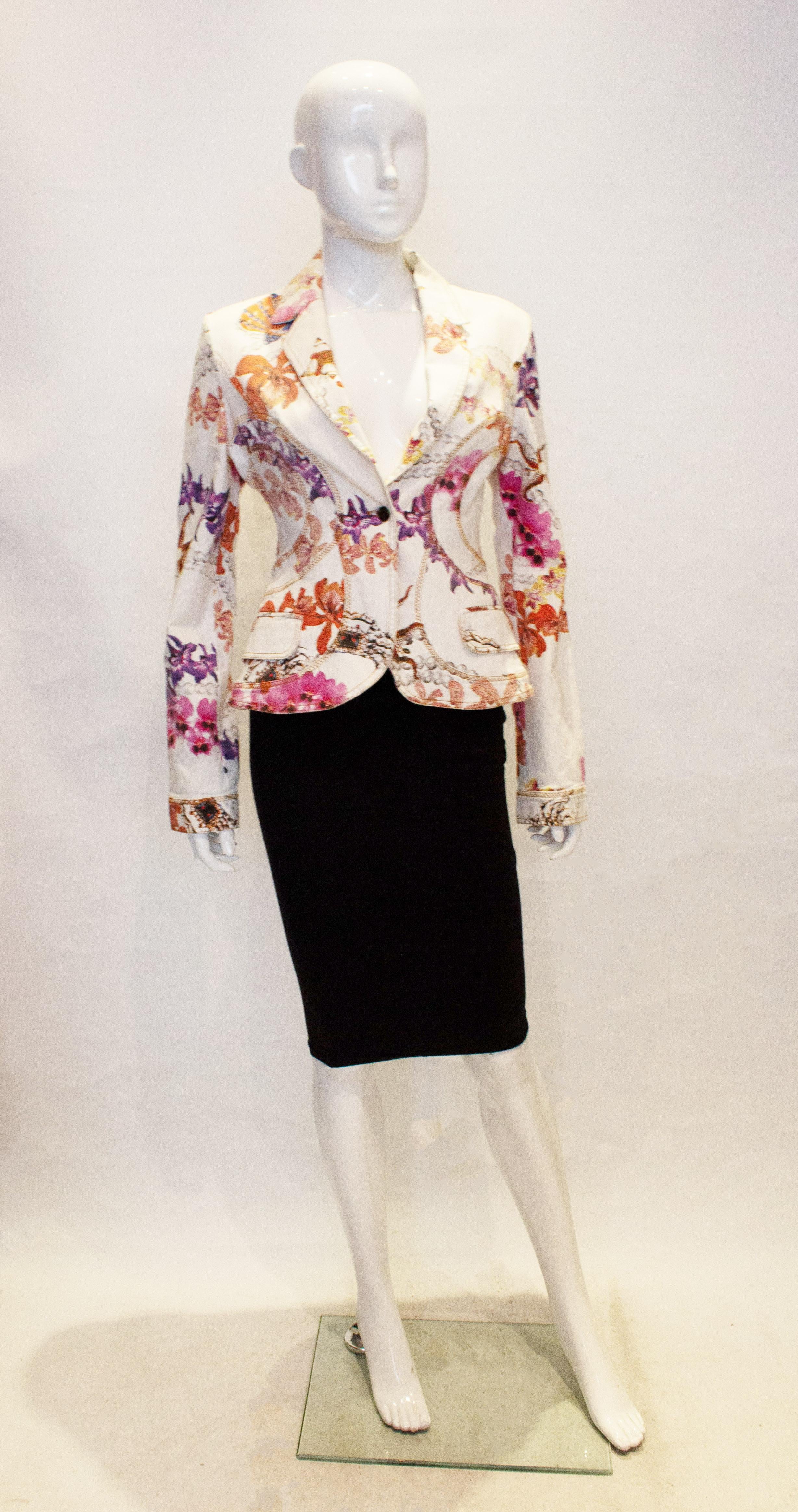 Cavalli Floral Cotton Jacket In Good Condition For Sale In London, GB
