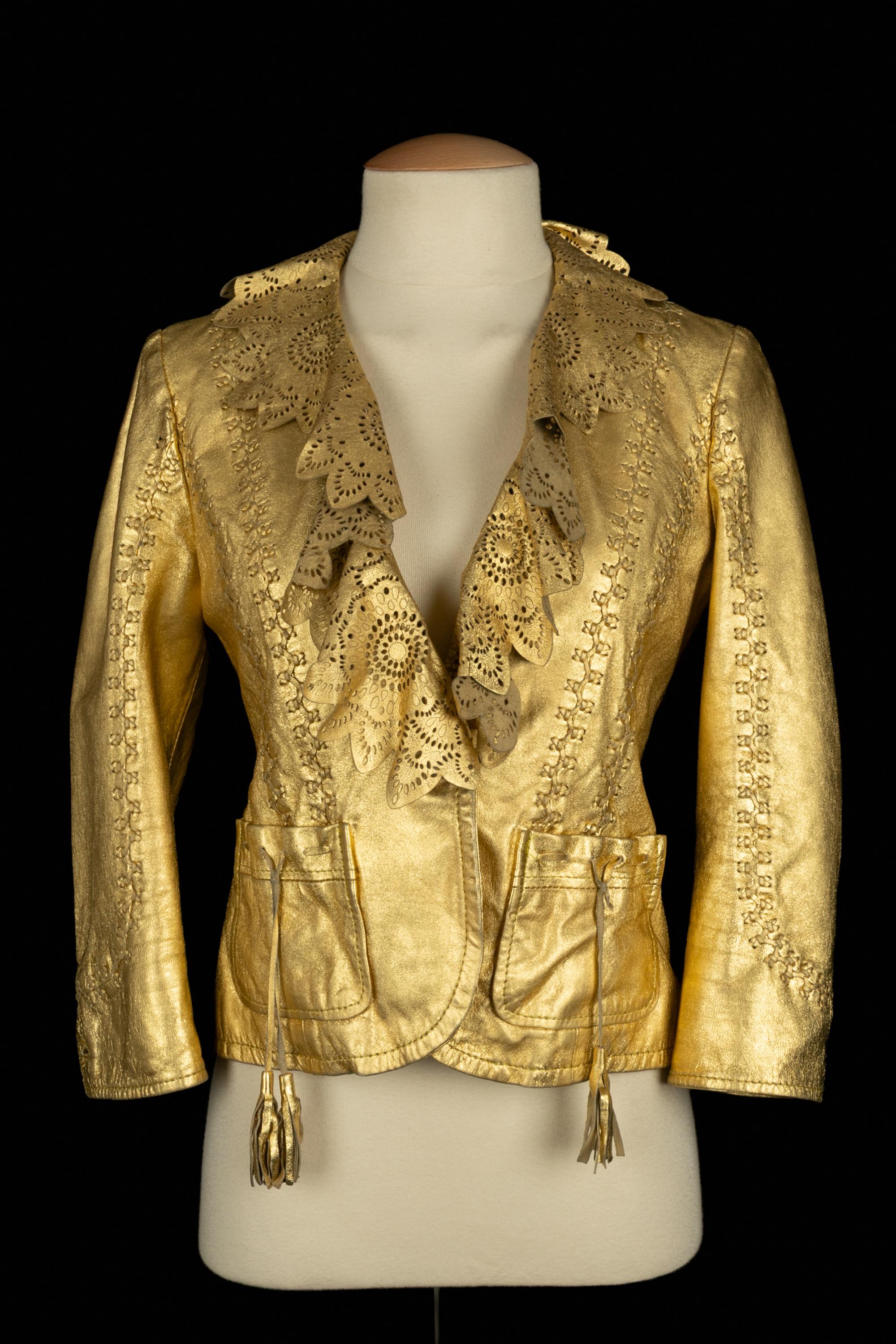 Cavalli golden leather jacket