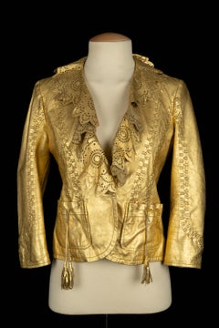 Cavalli golden leather jacket
