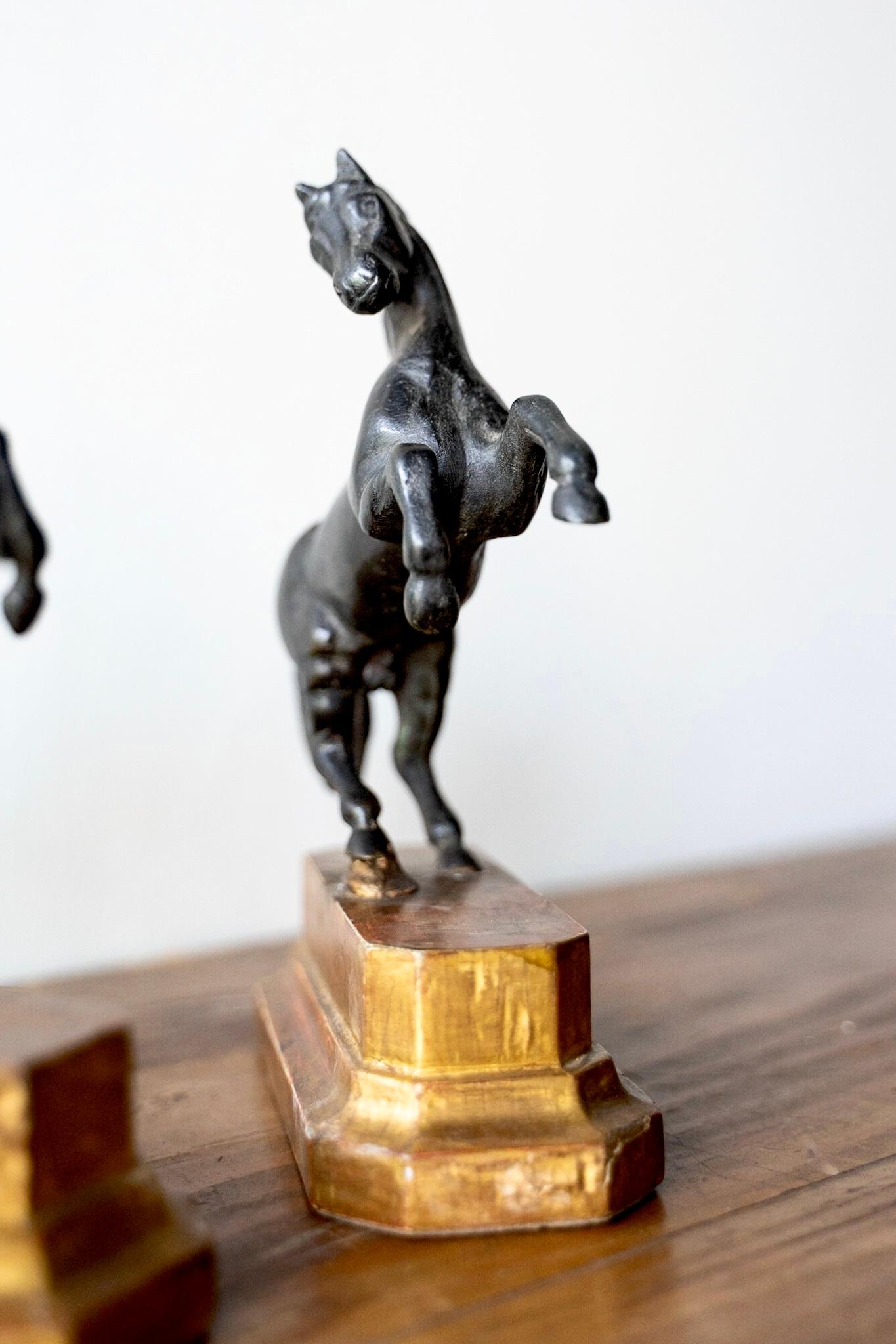 italien Serre-livres en bronze pour chevaux