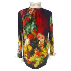 CAVALLI - Printed Blouse with Long Sleeves and High Neckline  Size 4US 36EU