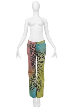 Roberto Cavalli Rainbow Leopard Print Pants