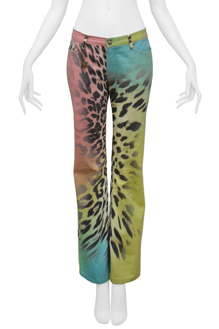 Roberto Cavalli Rainbow Leopard Print Pants at 1stDibs | rainbow leopard  print leggings, roberto cavalli lace up pants