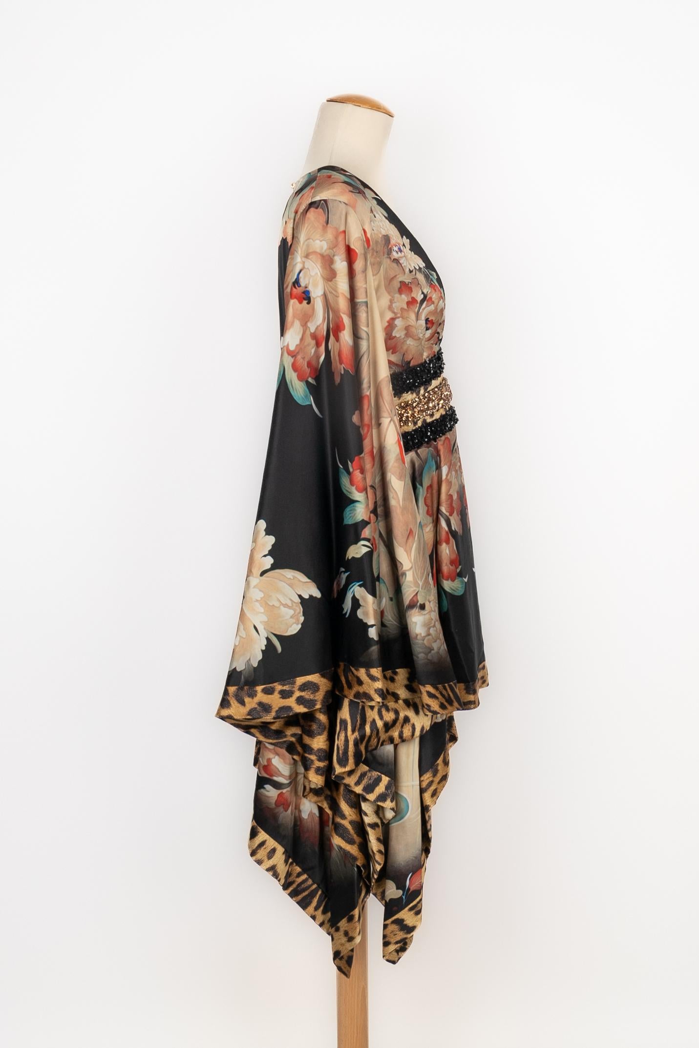 Cavalli Seidenkleid (Braun) im Angebot