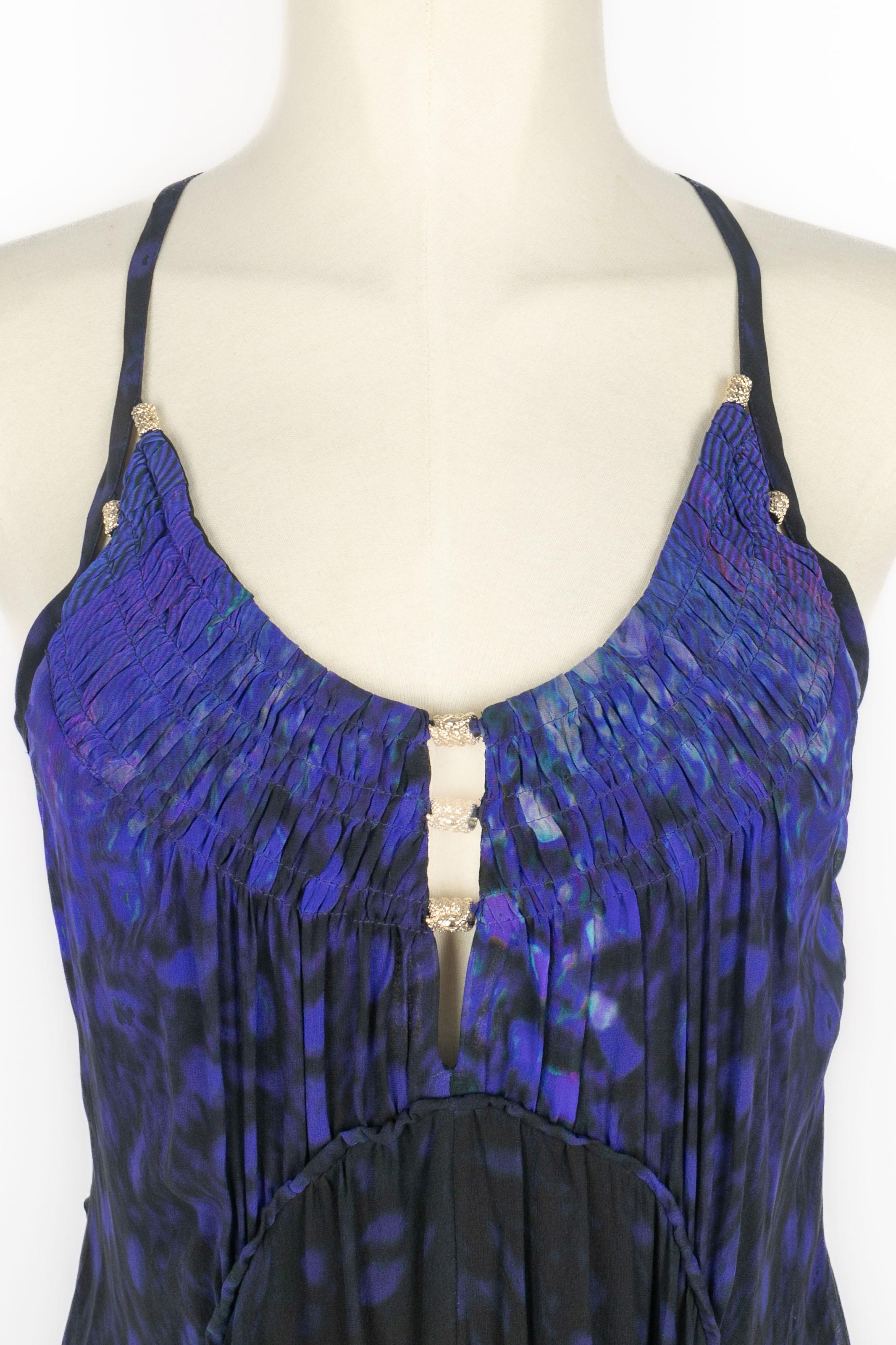 Purple Cavalli silk dress For Sale