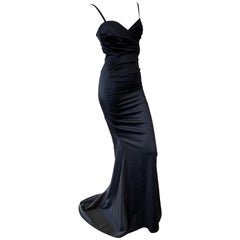 Abito da sera a sirena Cavalli Vintage in raso nero con coda di pesce per Just Cavalli