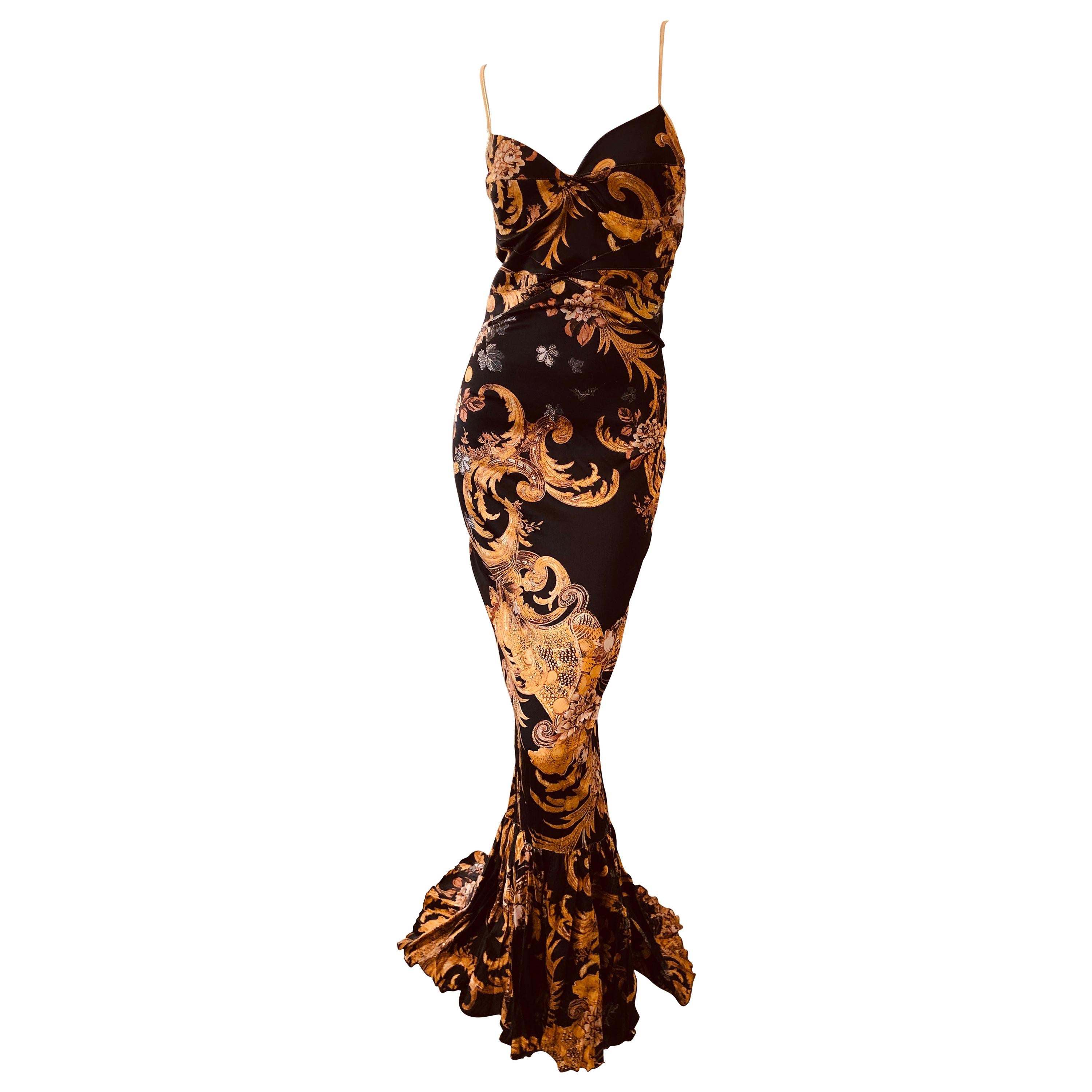 Cavalli Vintage Fishtail Mermaid Evening Dress for Just Cavalli Hard to Find 46 For Sale