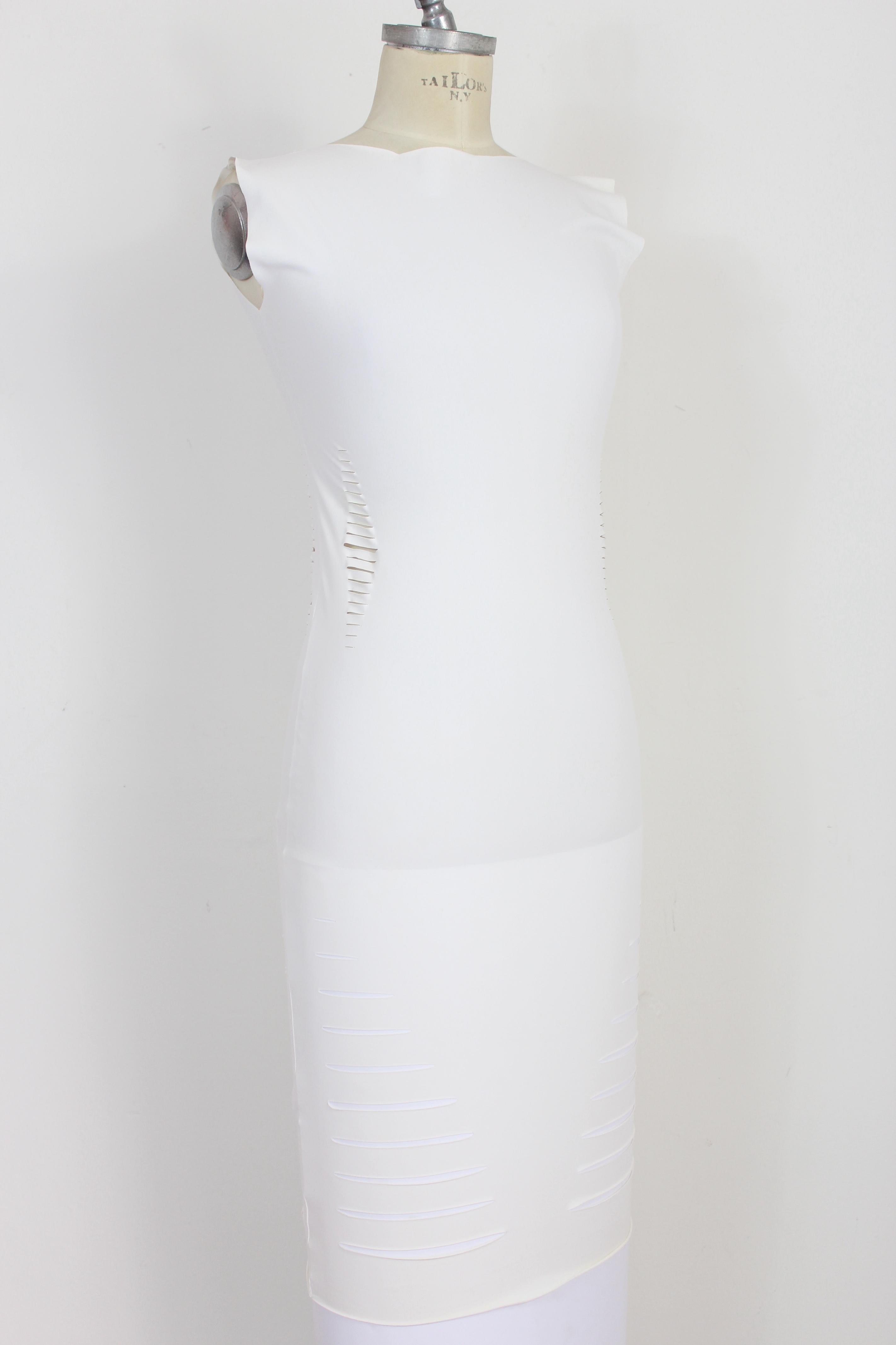 Cavalli White Laser Cut Sheath Fitted Party Dress 2000s In Excellent Condition In Brindisi, Bt