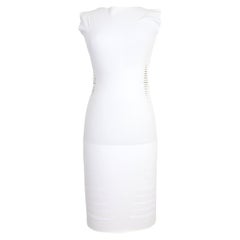 Cavalli White Laser Cut Sheath Fitted Party Dress 2000s