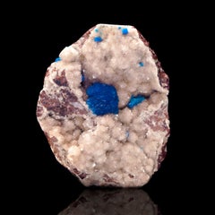 Cristal de cavansite sur matrice de stilbite, carrière de Wagholi, Inde,New