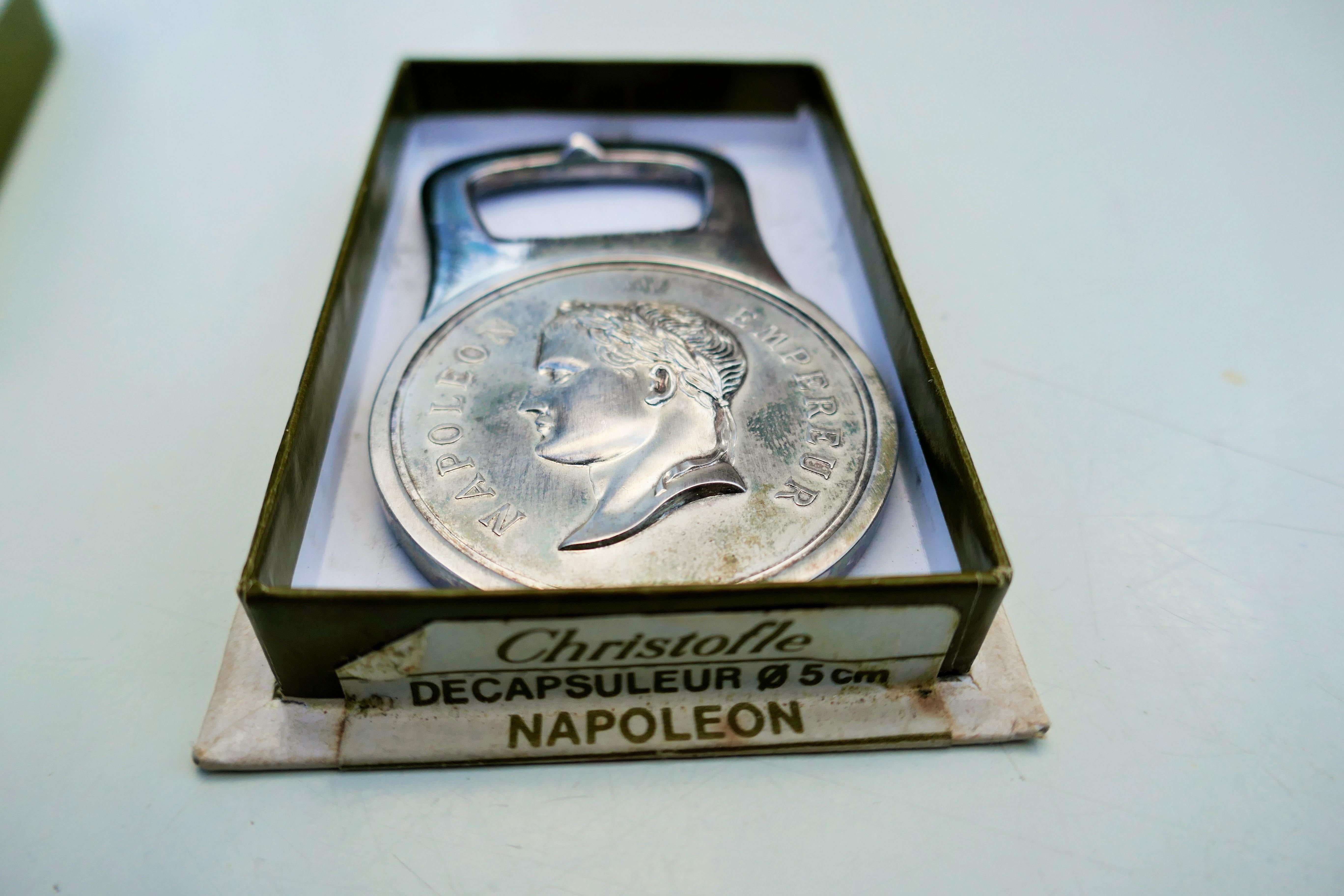 Modern Christofle silver Napoleon corkscrew - Rotary club  For Sale