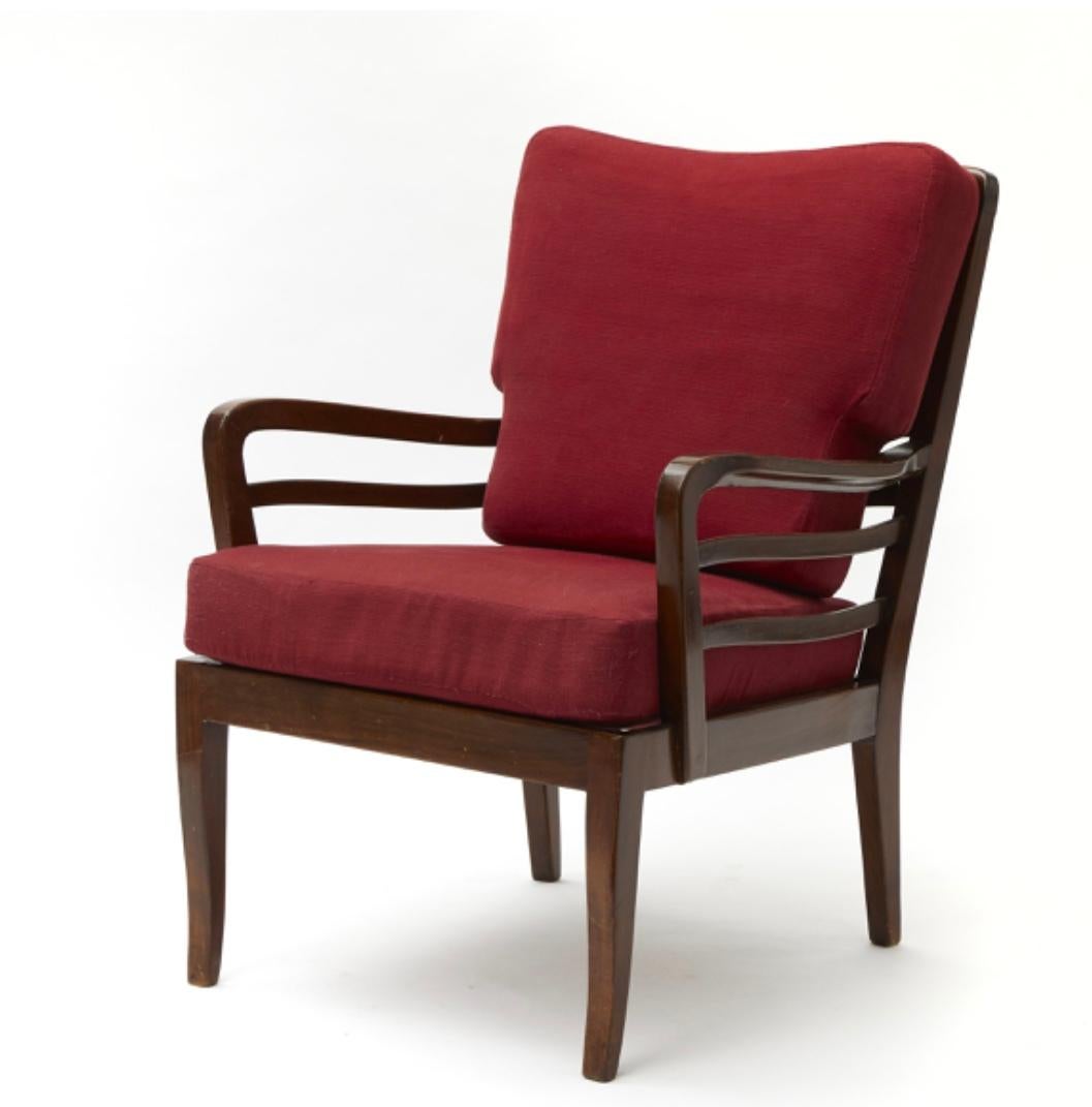 Autre Paire de fauteuils Cavatorta en tissu rembourré de bois, 1950, Italie en vente