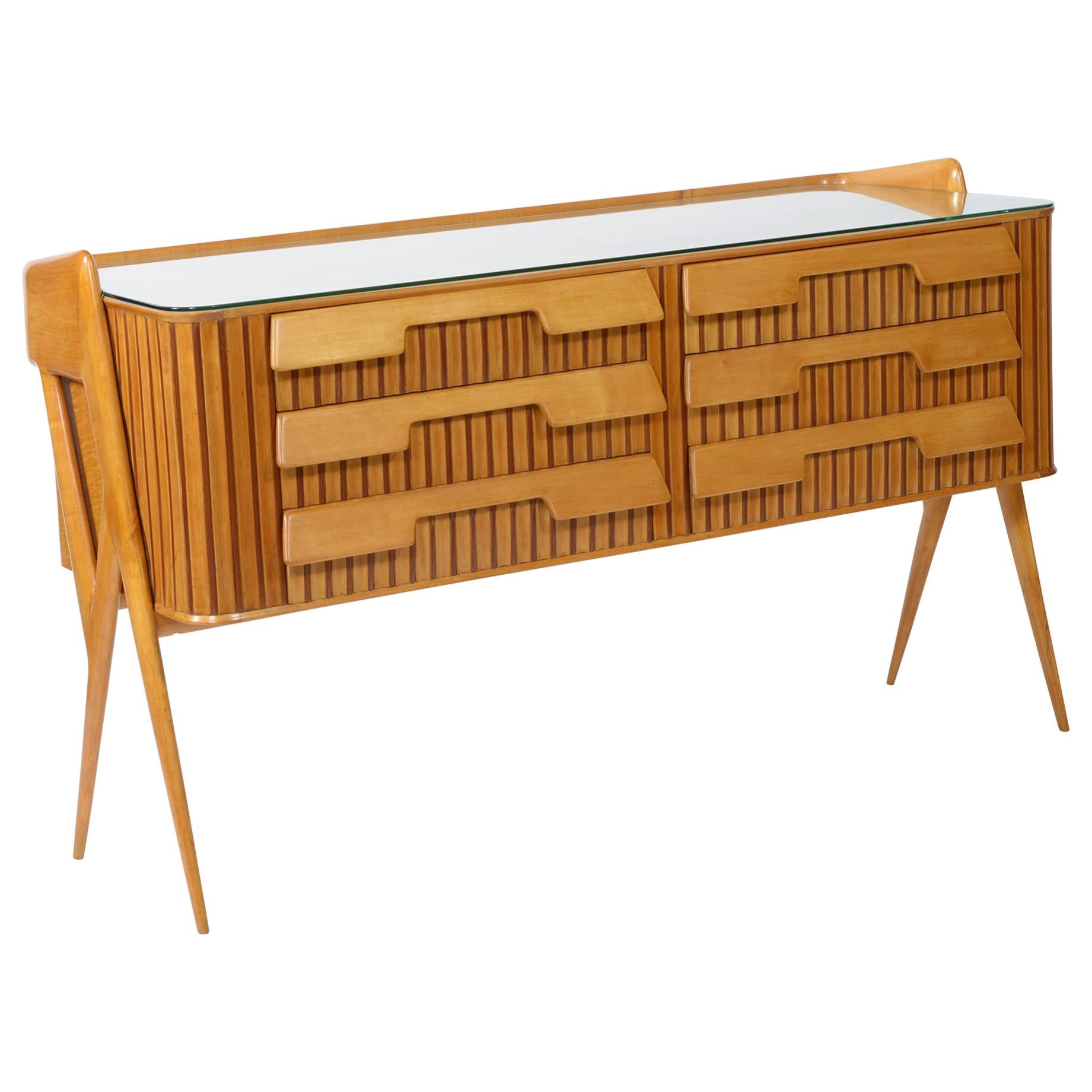 Cavatorta Roma Midcentury Italian Six Drawers Chest Slender Legs