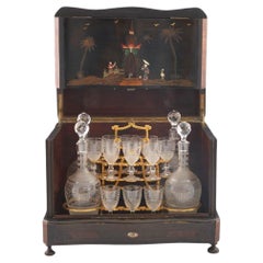 Antique Cave a Liqueur with Chinoiserie Inlay Late 19th Century