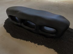 Cave Inspired Form, Organic Black Fiberglass Cabinet with Three Openings by kar