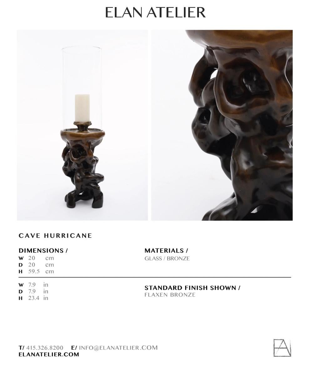 Cave Hurricane in Antique Bronze with Glass Shade from Elan Atelier For Sale 2