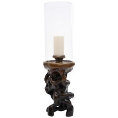 Cave Hurricane in Antique Bronze with Glass Shade from Elan Atelier