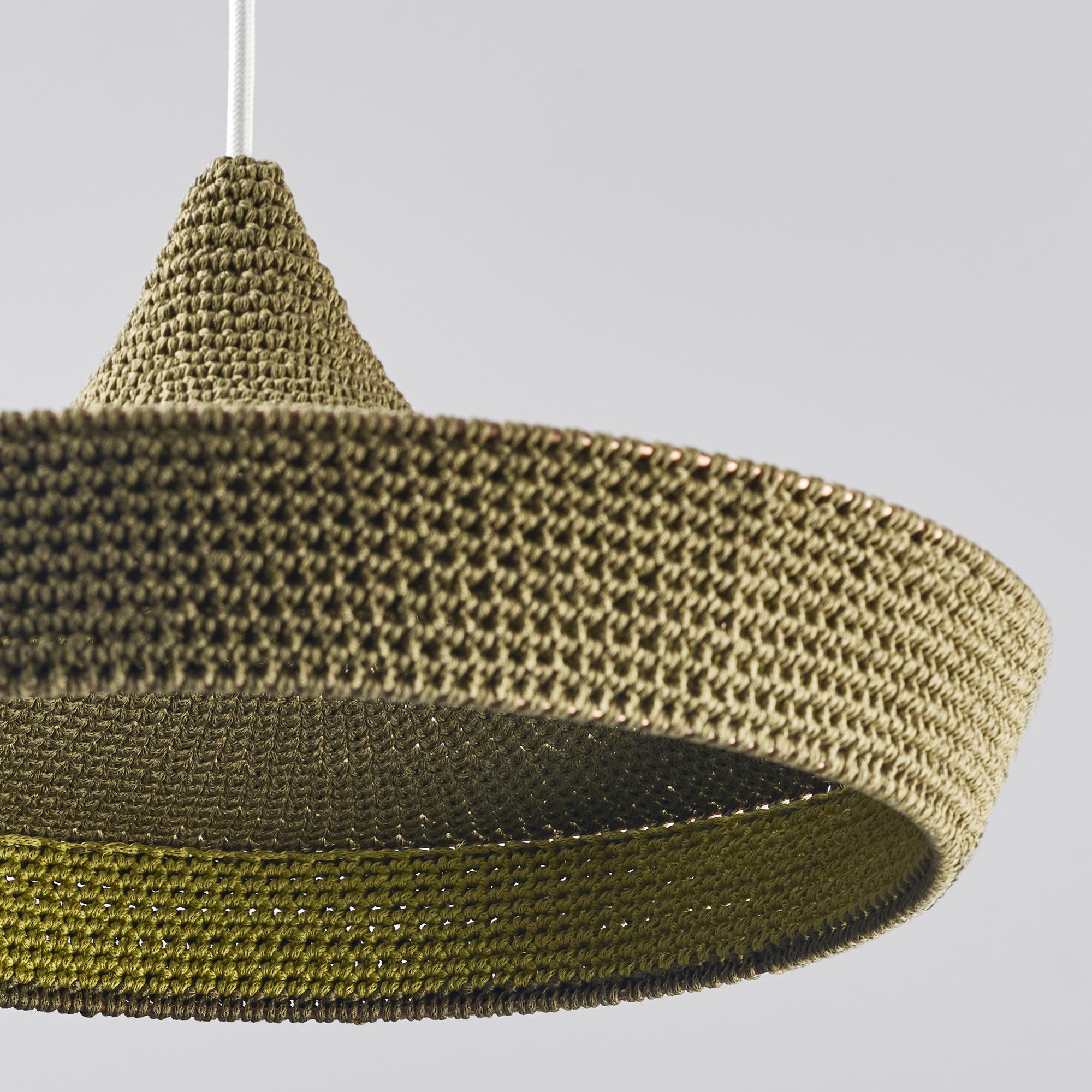 Scandinavian Modern CAVE Pendant Light Ø30cm/11.8in, Hand Crocheted in 100% Egyptian Cotton For Sale