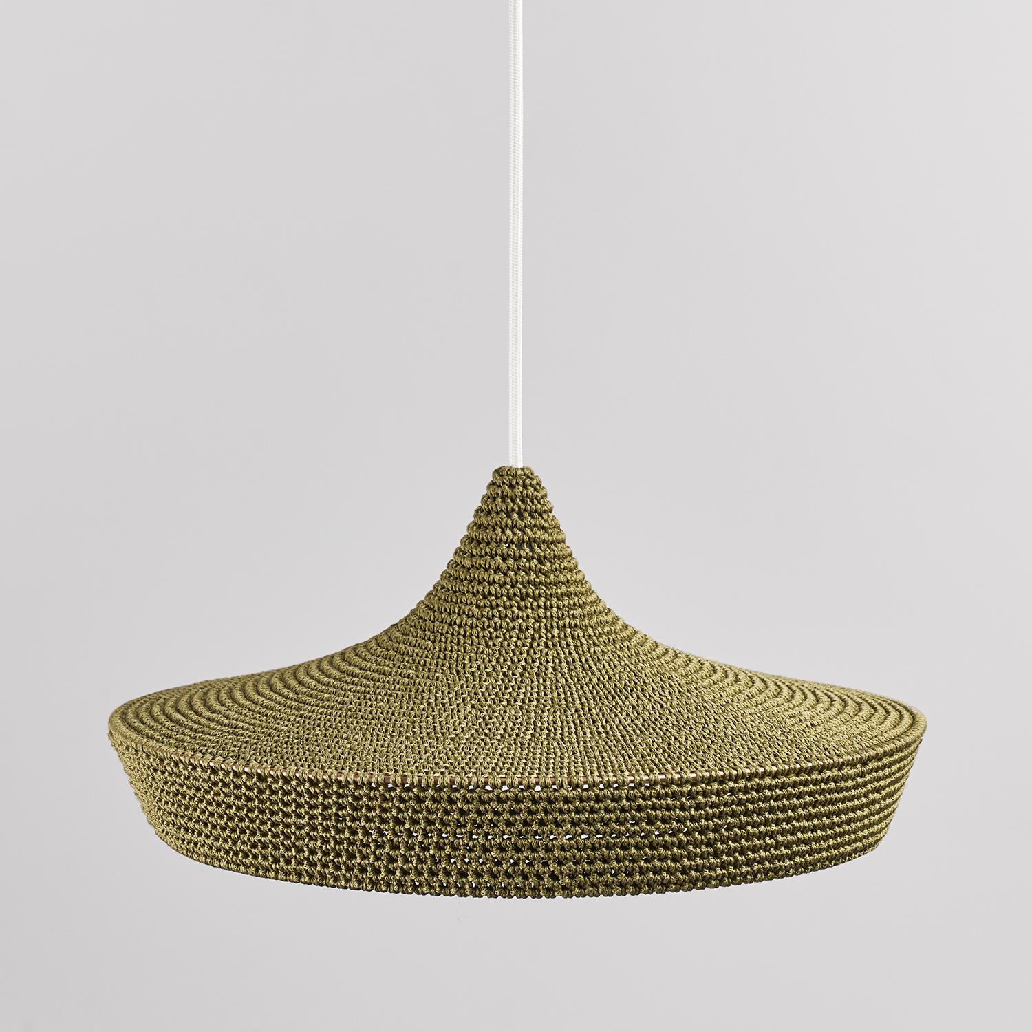 British CAVE Pendant Light Ø40cm/15.7in, Hand Crocheted in 100% Egyptian Cotton For Sale