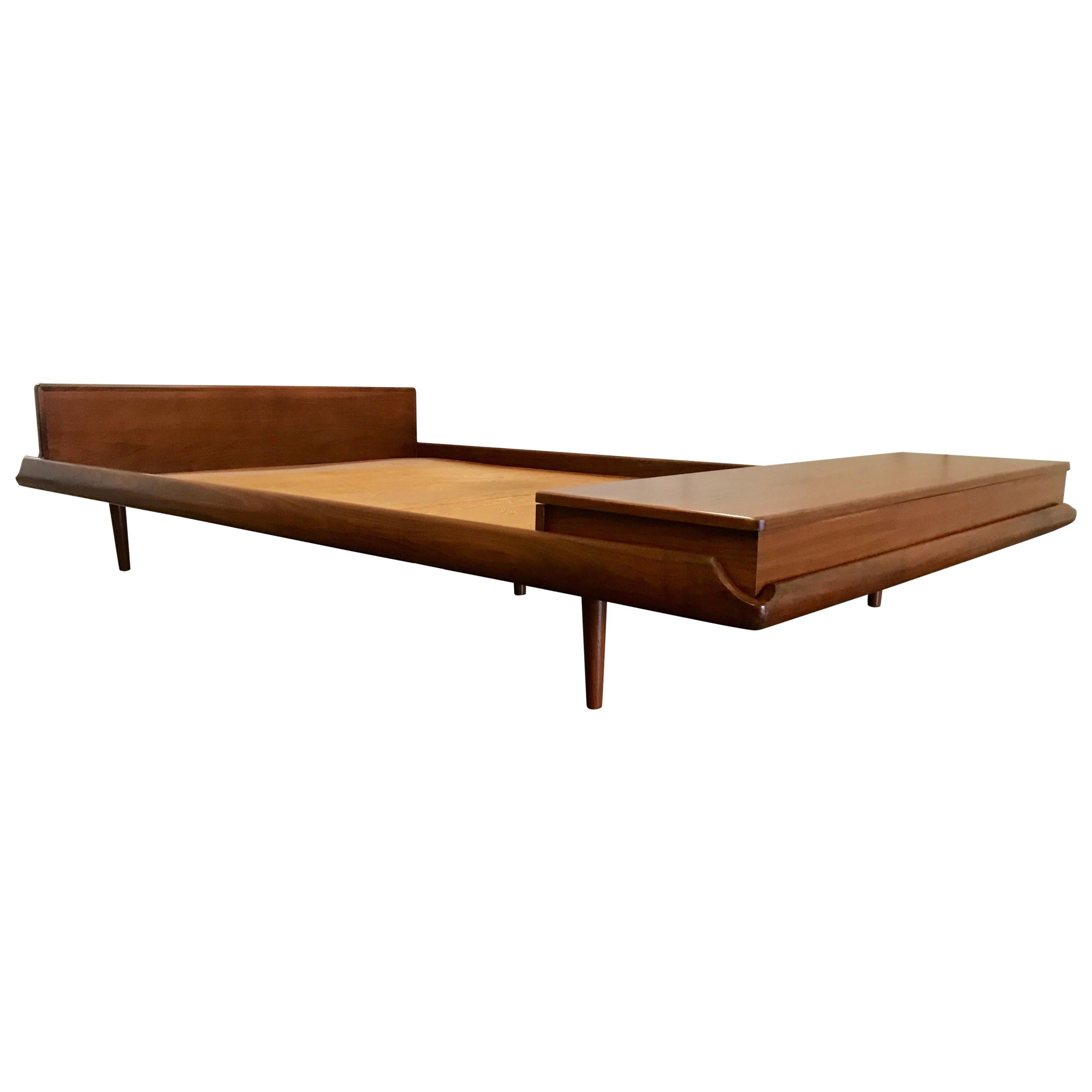 Cave Sanford Teak Platform Bed with Blanket Storage